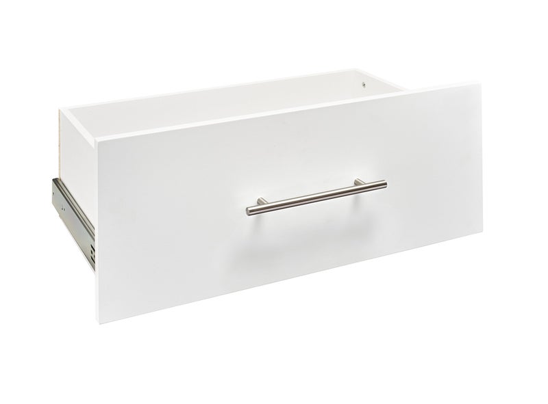 ClosetMaid ClosetMaid SuiteSymphony Wood Closet Drawer Add On Accessory Modern Style For Storage Closet Clothes 25 x 10 Size for 25 in Units Pure WhiteSatin Nickel 