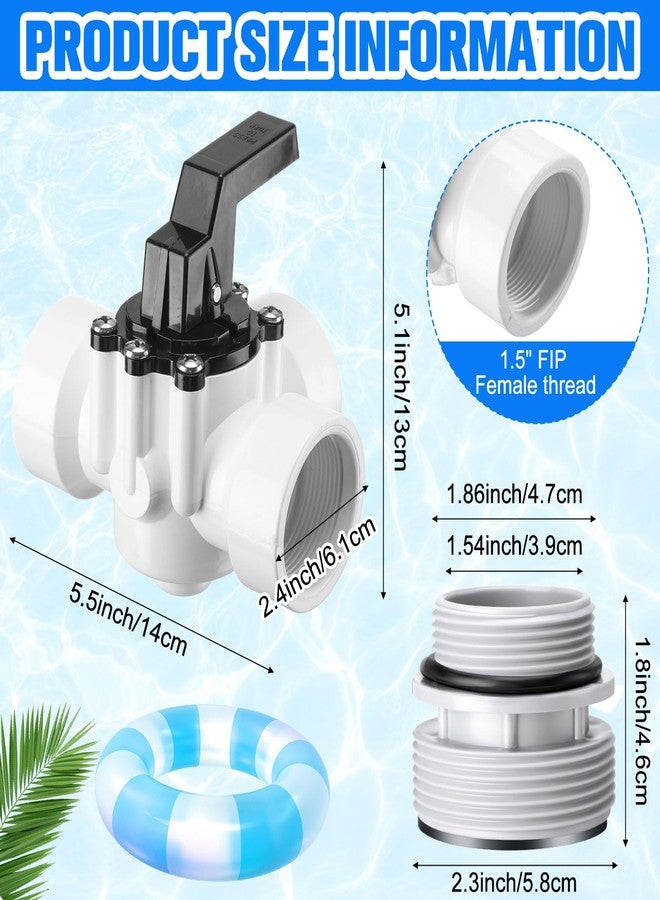 DoubleFill 3 Way Swimming Pool Diverter Valve Hose Adapter with Hose Clamps Replacement Slip Valve Filter Hose Conversion Kit with Seal Ring for 1 1/4'' or 1 1/2'' Filter Ports (White,Hose Adapter) - Image 2