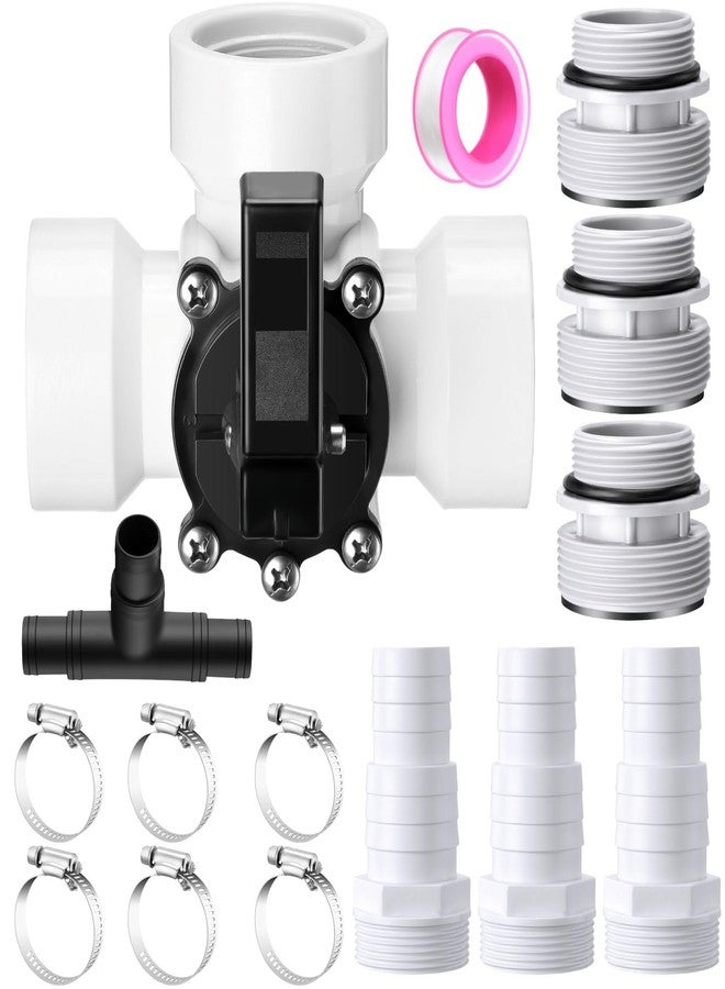 DoubleFill 3 Way Swimming Pool Diverter Valve Hose Adapter with Hose Clamps Replacement Slip Valve Filter Hose Conversion Kit with Seal Ring for 1 1/4'' or 1 1/2'' Filter Ports (White,Hose Adapter) - Image 1