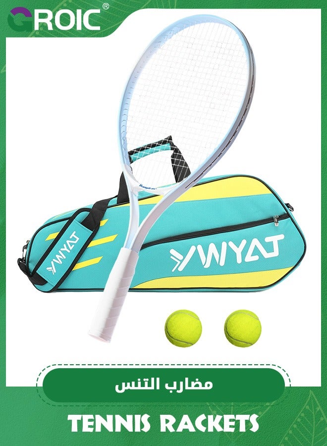 GROIC مضرب تنس للبالغين، مضرب تنس مقاس 27 بوصة يتضمن كرات تنس وحقيبة تنس، مجموعة مضارب تنس للمبتدئين والطلاب المتدربين - Image 1