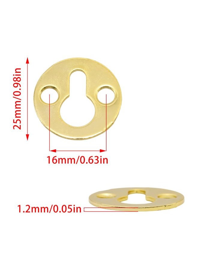 Adyoney 40Pcs 25mm / 1" Gold Metal Circular Keyhole Hangers with Screws, Round Keyhole Hanging Films Shelf Brackets, Picture Frame Hanging for Picture Frame Plate - Image 2
