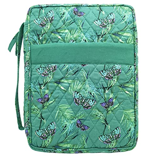DIWI Quilted Bible Cover Large Sizes 10 X 7 X 275 Inches Good Book Case Teal Color L C1 Butterfly Green - Image 1