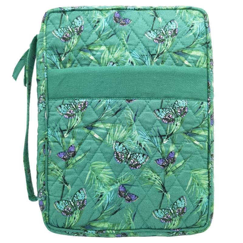 DIWI Quilted Bible Cover Large Sizes 10 X 7 X 275 Inches Good Book Case Teal Color L C1 Butterfly Green - Image 2
