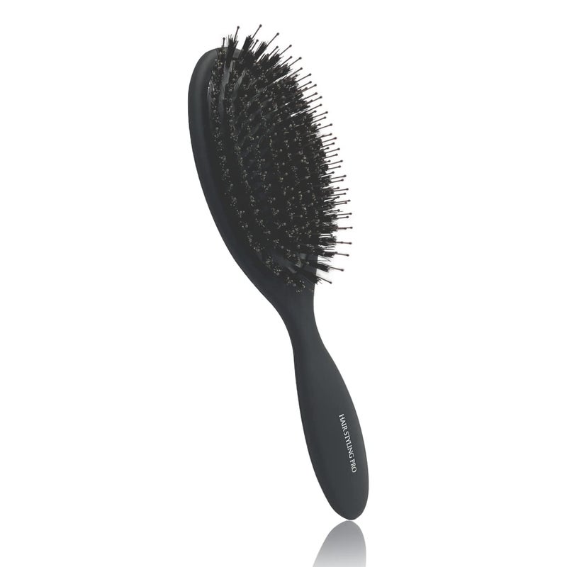 VESS Hair Styling Pro Mix Cushion BrushMatte Black Soft WildBoar Hair and Nylon HairSPR2500 Made in Japan