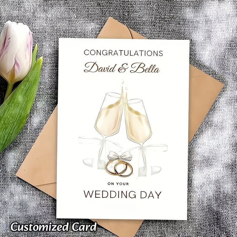 Personalized Khaki Greeting Card For Wedding Engagement Anniversary Valentines - Image 1