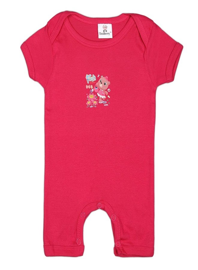 TiniBerry100% Cotton Rompers/Sleepsuits/Jumpsuit/Night Suits for Baby Boys & baby Girls, New-Born, infants, Pack of 3 Combo (3-6 Months, Rani) - Image 2