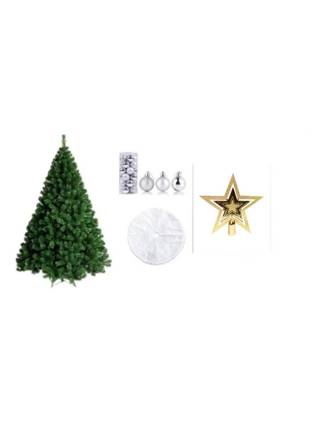 ACLIX 4 in 1 Artificial Green X mas Tree 150cm Silver Ball Star And Tree Skirt 78cm With Star