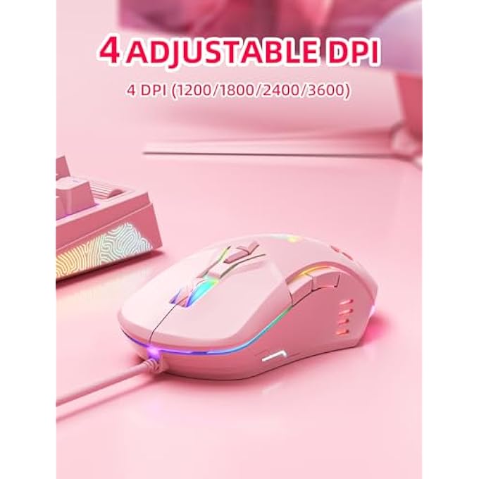 rayihni GAMING MOUSE, WIRED PC ENTRY LEVEL MOUSE WITH RGB BACKLIT AND ADJUSTABLE DPI, ERGONOMIC OFFICE LAPTOP MOUSE, COMPUTER GAMER MOUSE WITH 7 RESPONSIVE BUTTONS FOR WINDOWS/MAC/LINUX/CHROME - Image 3