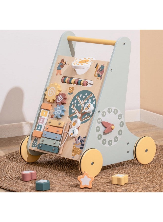 ROBOTIME Wooden Baby Walker, Wooden Push Walker with Wheels, Montessori Push Toys for Babies Learning to Walk, Baby Walkers Activity Center for Boys and Girls - Image 1