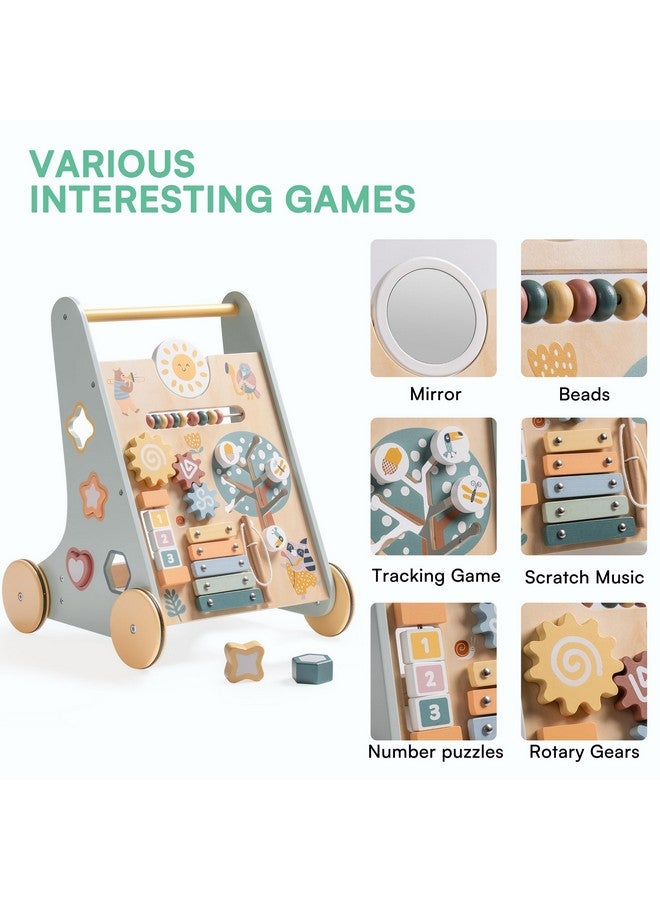 ROBOTIME Wooden Baby Walker, Wooden Push Walker with Wheels, Montessori Push Toys for Babies Learning to Walk, Baby Walkers Activity Center for Boys and Girls - Image 2