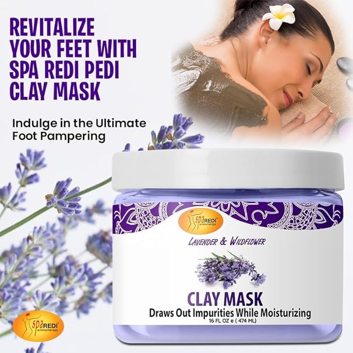 SPA REDI - Clay Mask, Lavender and Wildflower, 16 Oz - Pedicure and Body Deep Cleansing, Skin Pore Purifying, Detoxifying and Hydrating - Image 4