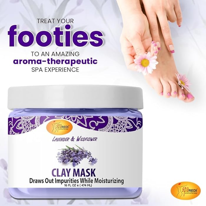 SPA REDI - Clay Mask, Lavender and Wildflower, 16 Oz - Pedicure and Body Deep Cleansing, Skin Pore Purifying, Detoxifying and Hydrating - Image 5