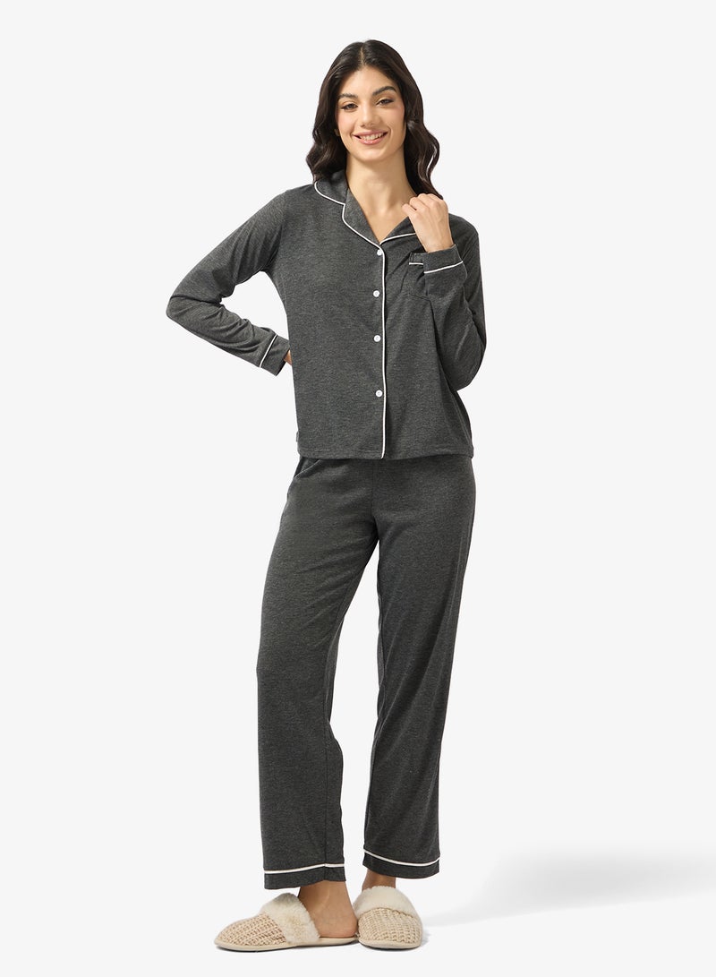 جينجر طقم بيجامة وقميص بأزرار من الجيرسيه - Image 5