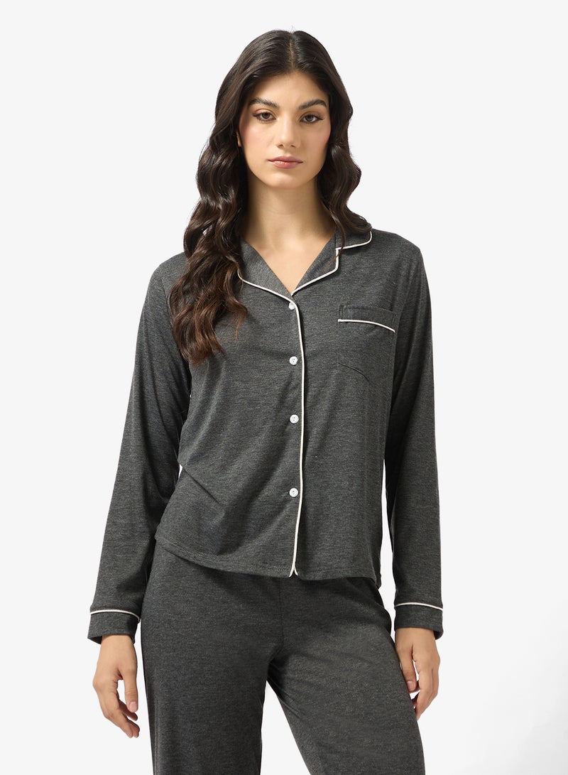 جينجر طقم بيجامة وقميص بأزرار من الجيرسيه - Image 3