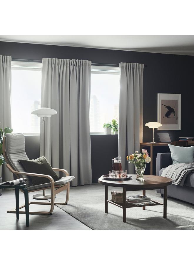 erorex Room darkening curtains, 1 pair, light grey/with heading tape, 145x300 cm - Image 2