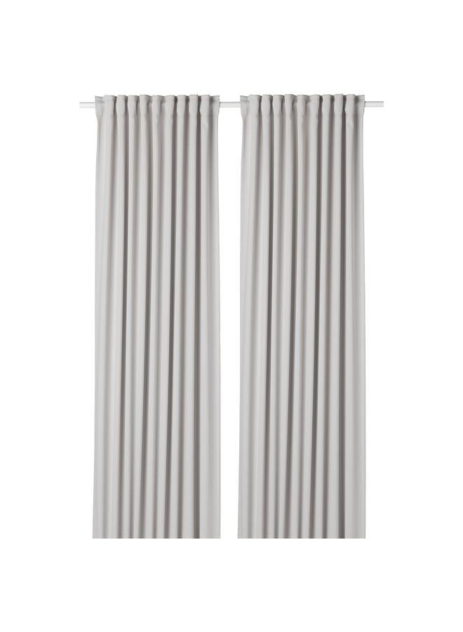 erorex Room darkening curtains, 1 pair, light grey/with heading tape, 145x300 cm - Image 1