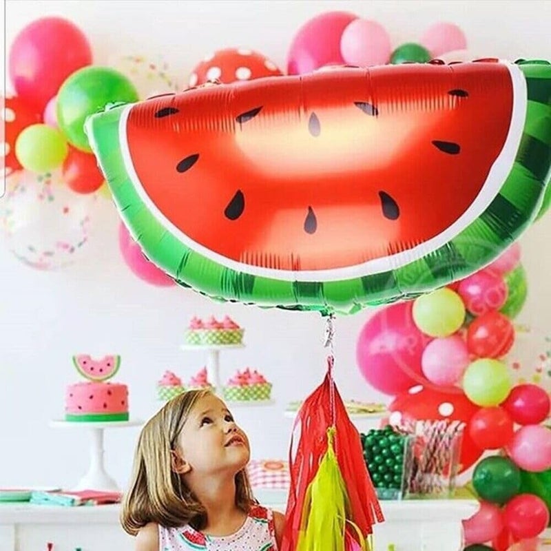 Atpata Funky 1st Birthday Melon Theme Foil Balloon Combo - "One in a Melon" Golden Letter Balloons with Watermelon Slice & Half Melon Balloons - Cute Fruit Theme Party Decoration for Baby Birthday - Image 5