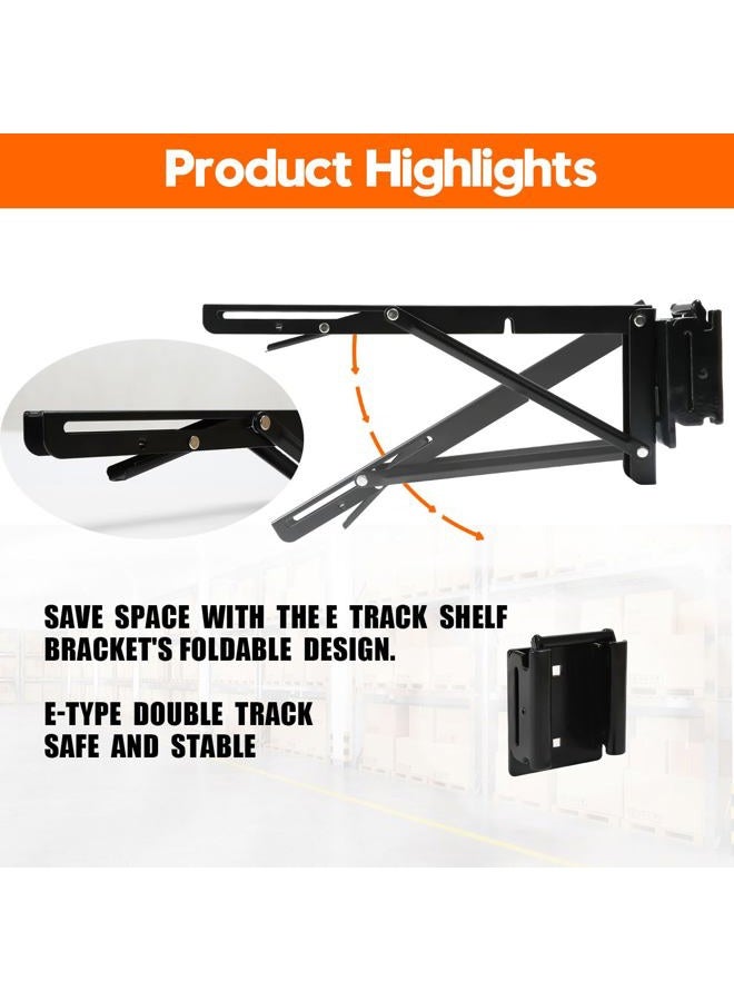 Fistihon 11.5 Inch Double Fittings E Track Shelf Bracket - Durable Hinged Collapsible Table Brackets - 4 Pack Black Powder Coating E-Track Accessories for etrack Workbench Shelves - Image 4