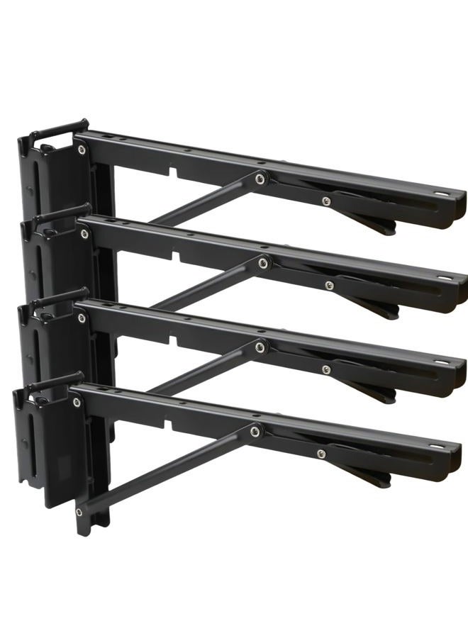 Fistihon 11.5 Inch Double Fittings E Track Shelf Bracket - Durable Hinged Collapsible Table Brackets - 4 Pack Black Powder Coating E-Track Accessories for etrack Workbench Shelves - Image 1