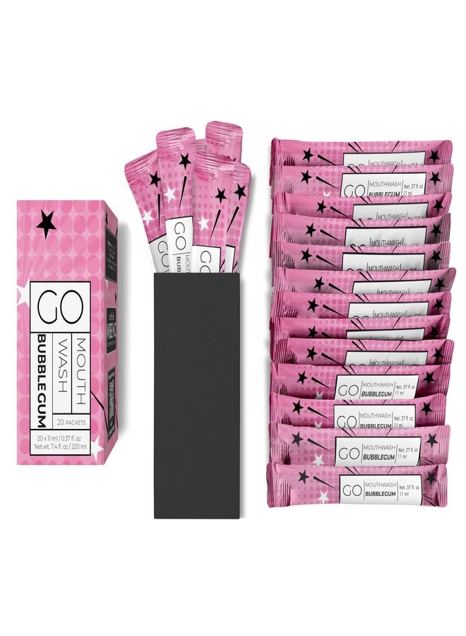 Go Mouthwash عبوات غسول الفم بنكهة العلكة - غسول فم للكبار والأطفال بتركيبة خالية من الفلورايد، خالية من الكحول، خالية من الأصباغ تحتوي على زيلتول - غسول فم مثالي للعبوات الكبيرة لحقائب الغداء والسفر - Image 1