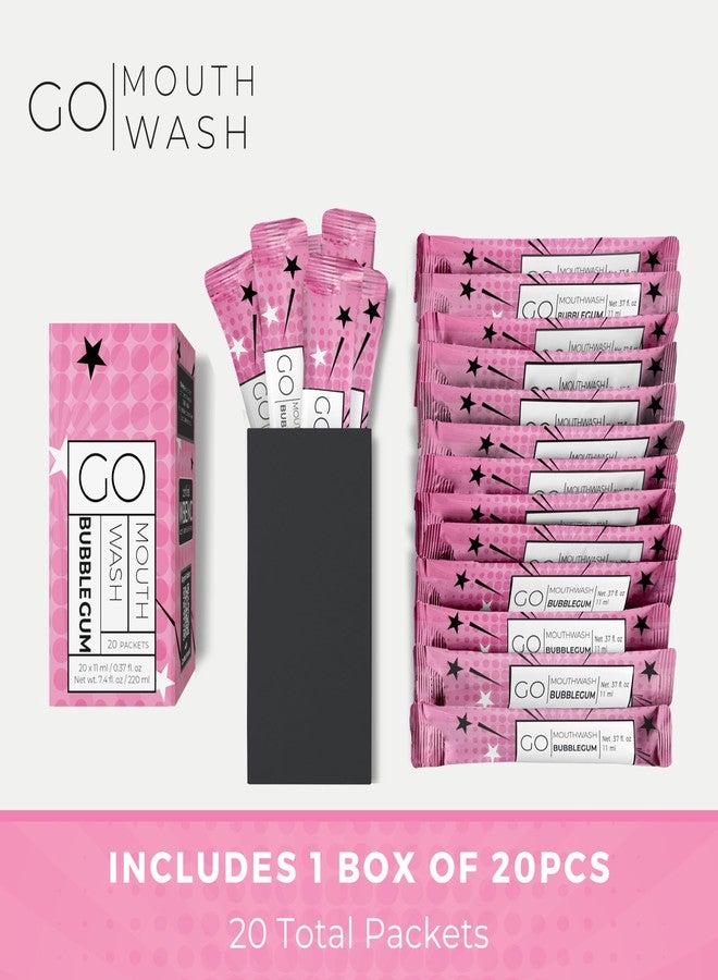 Go Mouthwash عبوات غسول الفم بنكهة العلكة - غسول فم للكبار والأطفال بتركيبة خالية من الفلورايد، خالية من الكحول، خالية من الأصباغ تحتوي على زيلتول - غسول فم مثالي للعبوات الكبيرة لحقائب الغداء والسفر - Image 2