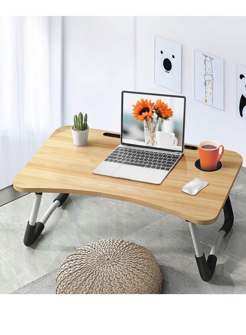 Yuwell Laptop Desk For Bed or Couch, Lap Desk, Working in Bed Desk, Home Office Desks, Breakfast Tray, Desk With Cup Holder, Watching Movies in Bed, Laptop Stand Foldable Legs Desk - Image 1