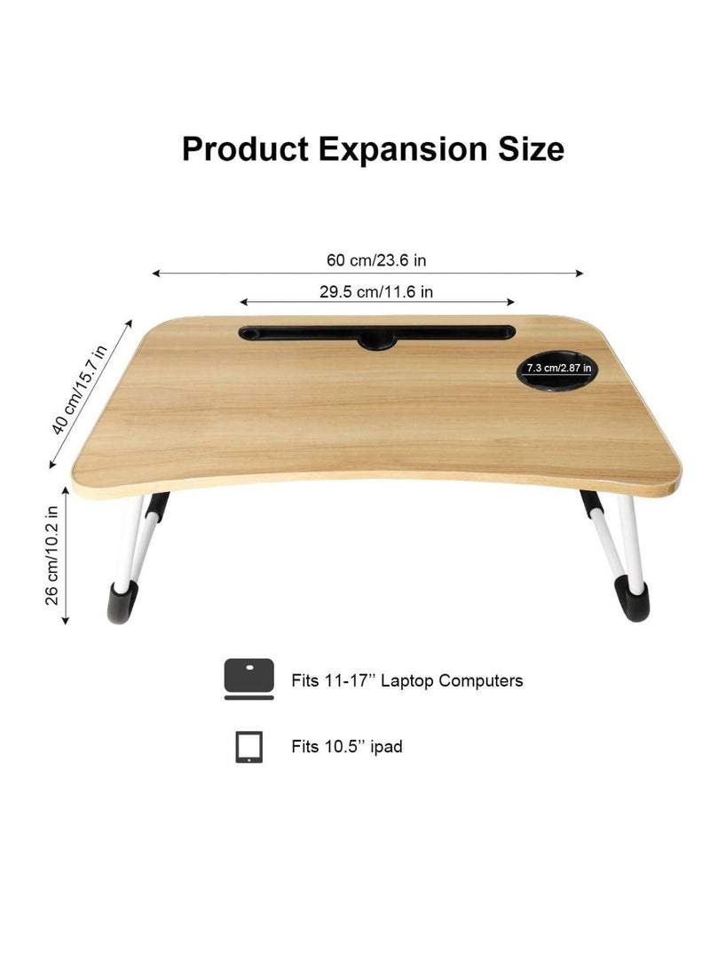 Yuwell Laptop Desk For Bed or Couch, Lap Desk, Working in Bed Desk, Home Office Desks, Breakfast Tray, Desk With Cup Holder, Watching Movies in Bed, Laptop Stand Foldable Legs Desk - Image 4