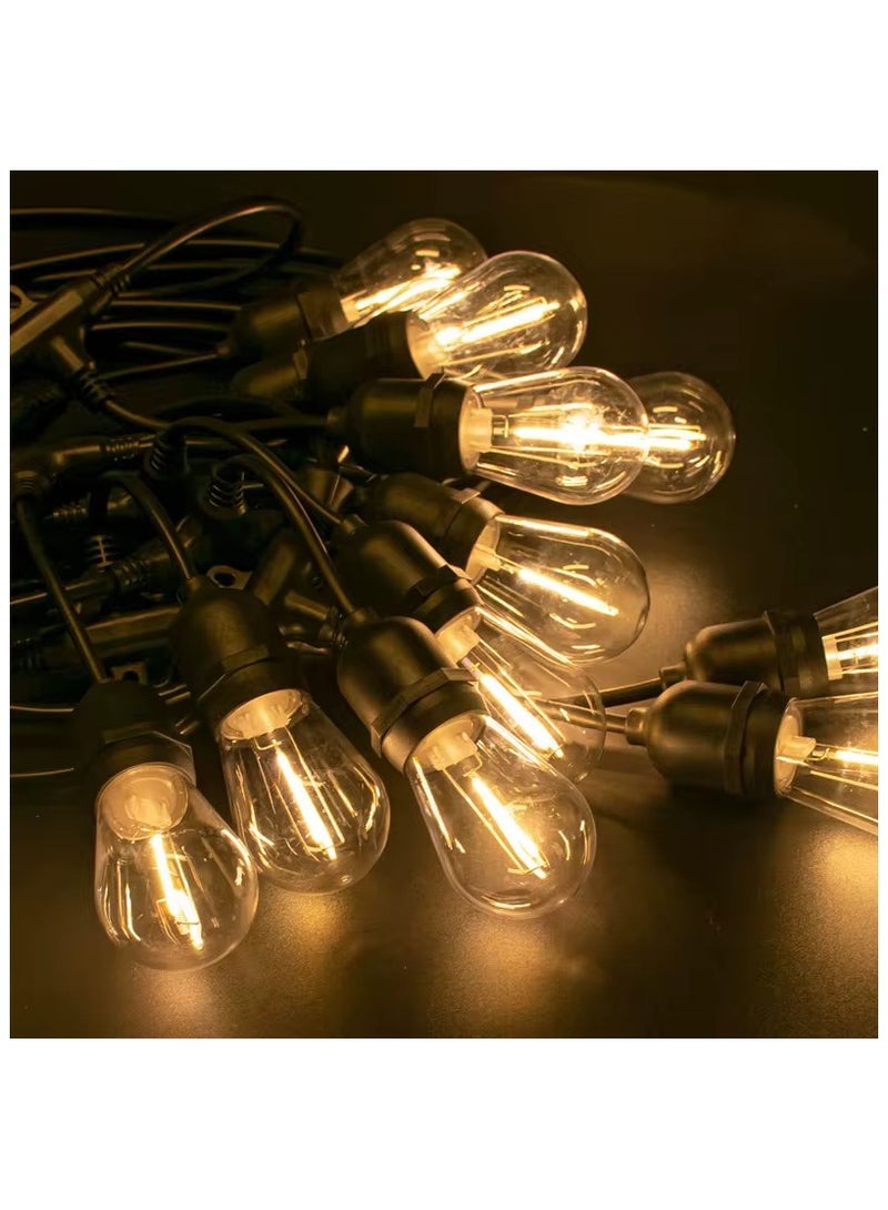 Generic Patio String Lights 10M Led String Lights Outdoor 20 Plastic Edison Bulbs Warm White String Lights Outdoor IP54 Waterproof Hanging Light Strings For Wedding Patio Indoor Outdoor Party Garden - Image 1
