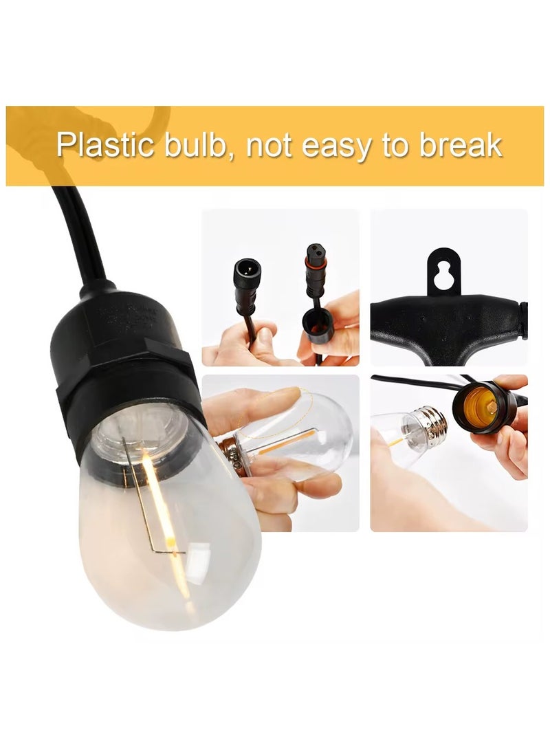 Generic Patio String Lights 10M Led String Lights Outdoor 20 Plastic Edison Bulbs Warm White String Lights Outdoor IP54 Waterproof Hanging Light Strings For Wedding Patio Indoor Outdoor Party Garden - Image 5