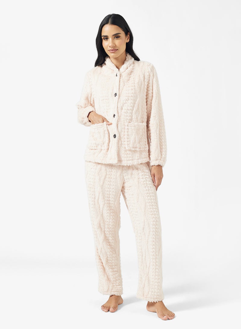 Ginger Cable Knit Button Down Top & Pant Lounge Set - Image 1
