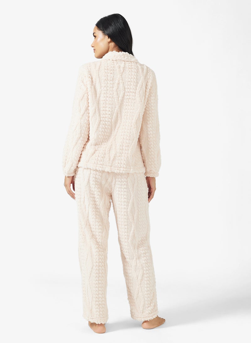 Ginger Cable Knit Button Down Top & Pant Lounge Set - Image 2