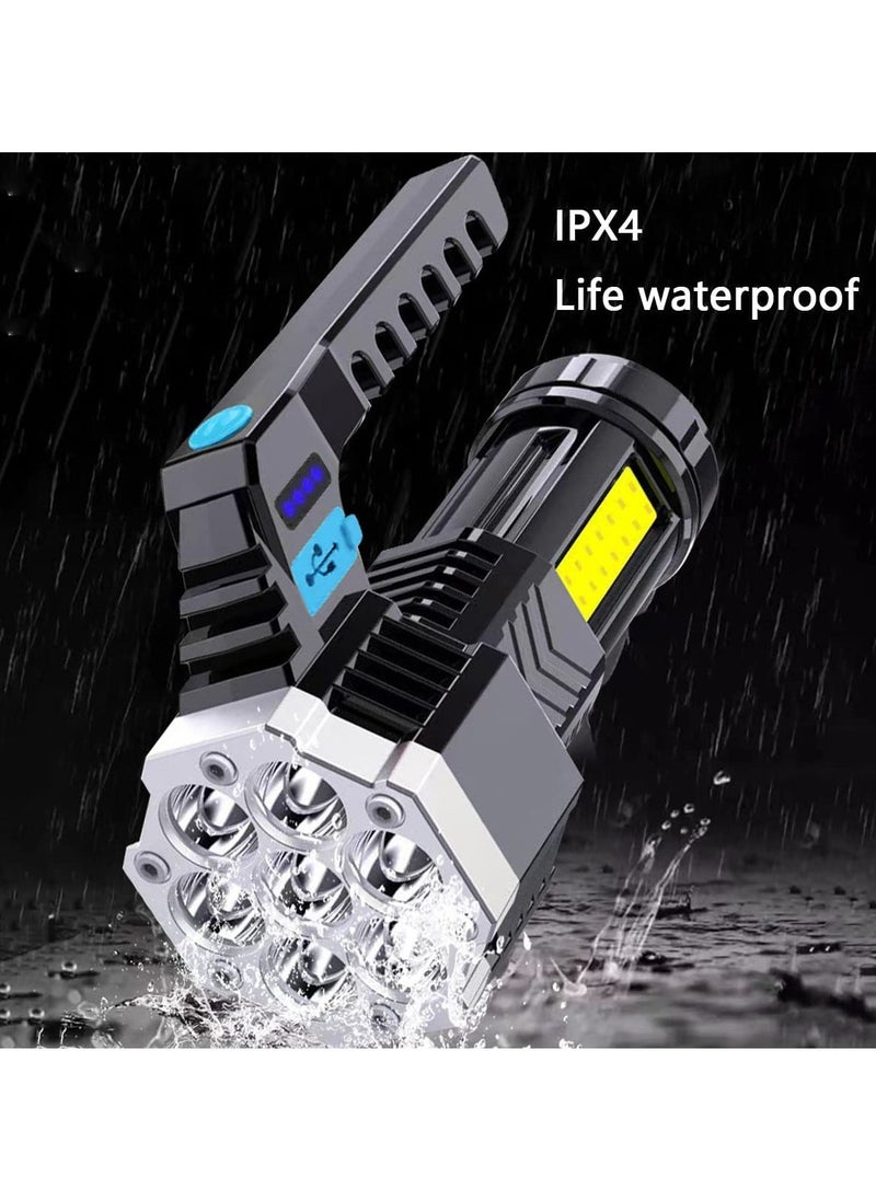 Super Bright LED Torch, Handheld Rechargeable LED Flashlight, Camping Lantern, Searchlight with Handle, for Camping Hunting Hiking, Black - Image 5