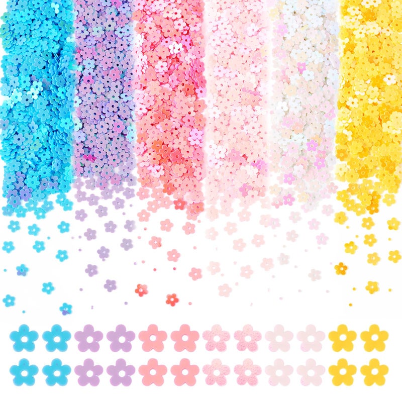 Elecrelive 120 Grams C Sequins Glitter Flower Confetti Sequins 6 Colors Embroidery Spangles Plastic Sequins Beads Iridescent Sequins for Wedding Clothes Jewelry Nails Decorations