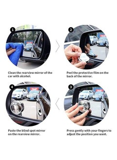 RATSAW 2 Pack Blind Spot Mirrors 360 Degree Rotate Sway Silver Round Curved Convex Wide Angle Mirror Waterproof HD Crystal Glass Blindspot Mirrors for Cars SUV Trucks Traffic Safety  - Image 5