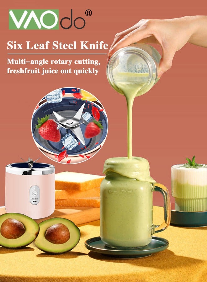 فاو دو خلاط محمول مع كوبين من العصير، خلاط سفر شخصي، 6 شفرات من الفولاذ المقاوم للصدأ 304، عصارة صغيرة لعصير البروتين، عصير الفاكهة المجمدة، خلاط ثلج للسفر والرياضة والمطبخ - Image 3