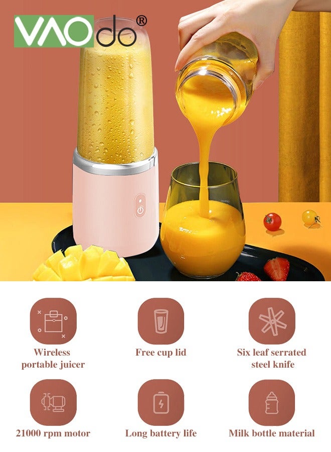 فاو دو خلاط محمول مع كوبين من العصير، خلاط سفر شخصي، 6 شفرات من الفولاذ المقاوم للصدأ 304، عصارة صغيرة لعصير البروتين، عصير الفاكهة المجمدة، خلاط ثلج للسفر والرياضة والمطبخ - Image 5