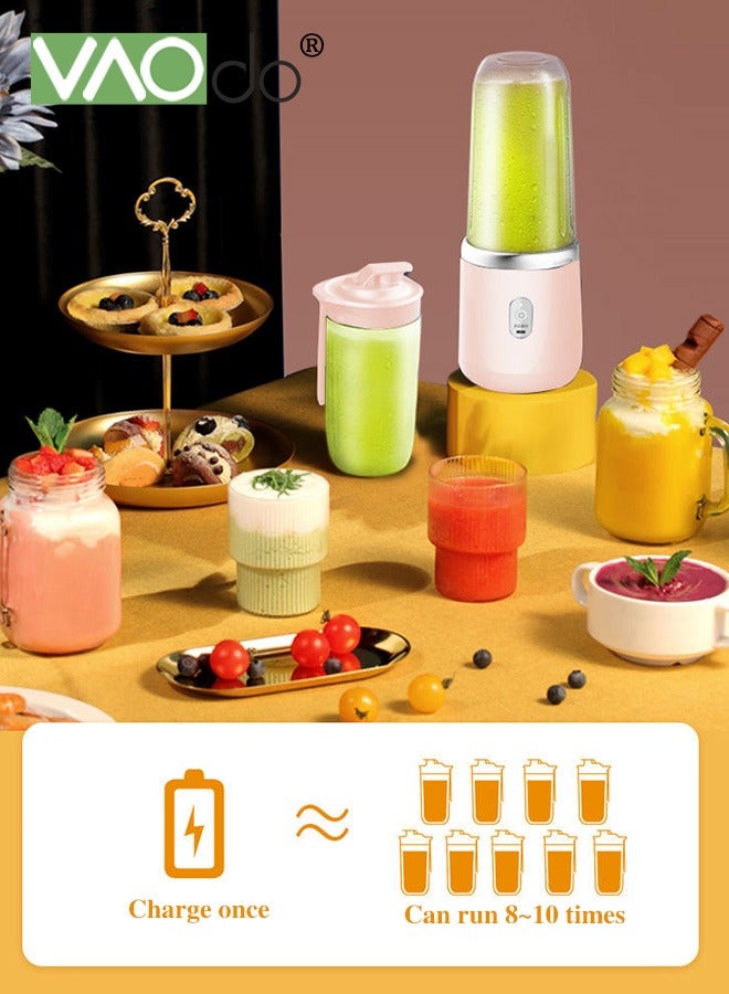 فاو دو خلاط محمول مع كوبين من العصير، خلاط سفر شخصي، 6 شفرات من الفولاذ المقاوم للصدأ 304، عصارة صغيرة لعصير البروتين، عصير الفاكهة المجمدة، خلاط ثلج للسفر والرياضة والمطبخ - Image 4