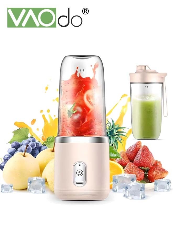 فاو دو خلاط محمول مع كوبين من العصير، خلاط سفر شخصي، 6 شفرات من الفولاذ المقاوم للصدأ 304، عصارة صغيرة لعصير البروتين، عصير الفاكهة المجمدة، خلاط ثلج للسفر والرياضة والمطبخ - Image 1