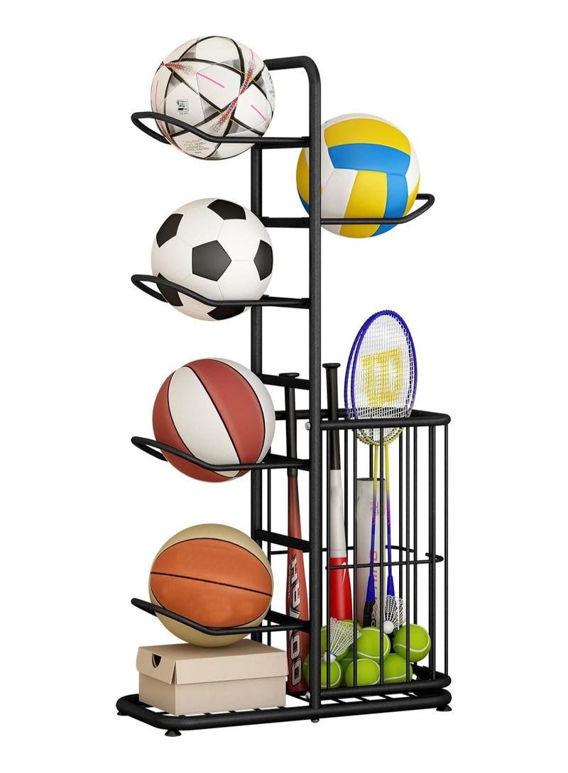 DubaiGallery Basketball storage rack floor-standing multi-layer ball rack home indoor children's football volleyball storage rack badminton storage basket  - Image 1