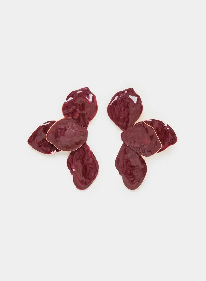 Red Enamel Flower Earrings