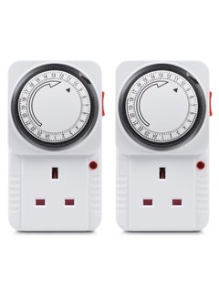 Excefore Timer Plug Socket 24 Hour Programmable Mechanical Timer Plug Switch Energy Saving Uk Plug-in Indoor Timer Socket For Lights Indoor Lighting And Home Appliances 13a/3120w, 2 Pack  - Image 1