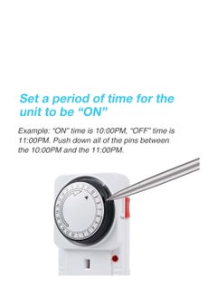 Excefore Timer Plug Socket 24 Hour Programmable Mechanical Timer Plug Switch Energy Saving Uk Plug-in Indoor Timer Socket For Lights Indoor Lighting And Home Appliances 13a/3120w, 2 Pack  - Image 4