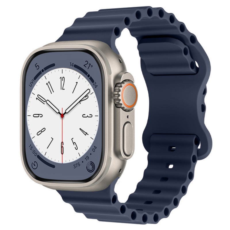 Apple Watch Band Ultra/iWatch 8/9/10 Dual Buckle Silicone Strap with 8-Shape Clasp - 22mm/24mm Compatible