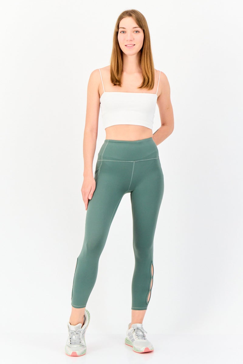 SKECHERS Women Brand Logo 7/8 Outdoor Tights, Light Green - Image 4
