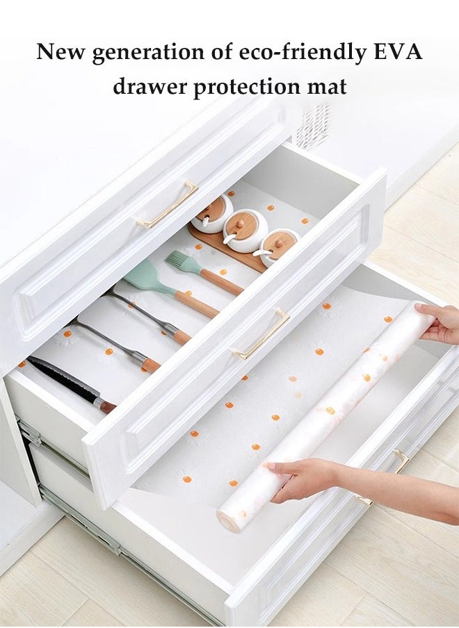 DUNISO 2 Rolls Drawer Pad Paper, Non Adhesive EVA Bookshelf Pad, Anti Slip Refrigerator Pad Roll, Oil And Water Resistant, Suitable For Kitchen, Cabinet, Bedroom (45x200cm)  - Image 2