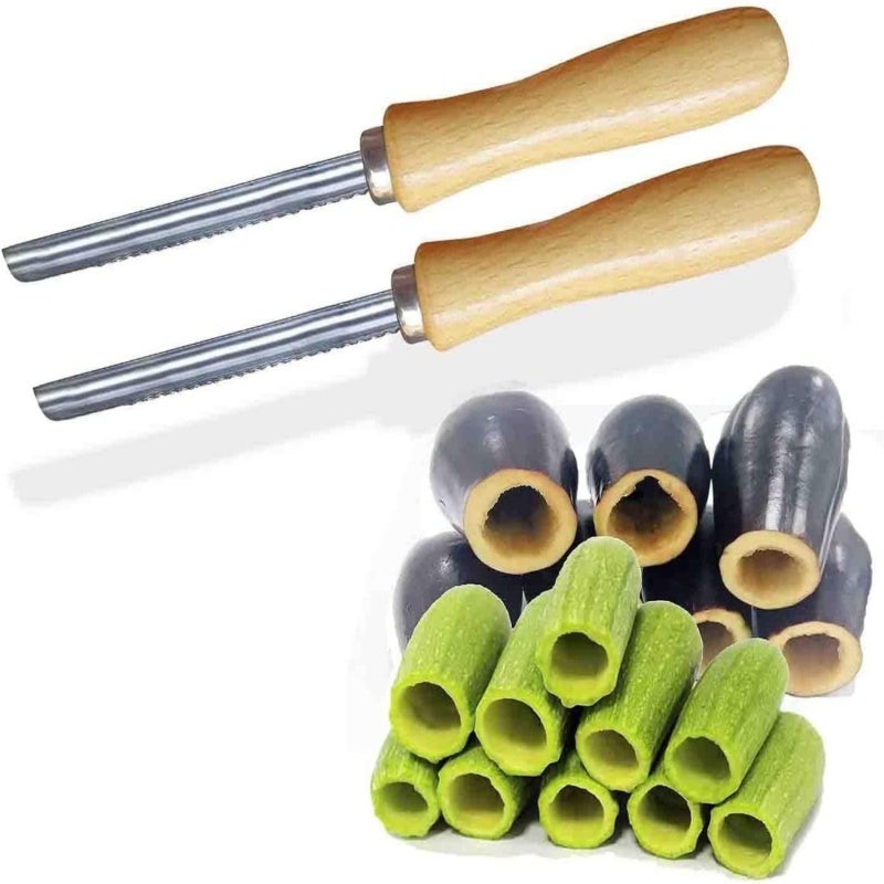 Stainless steel vegetable corer two-piece melon and fruit seed digging tool Silver - Image 1