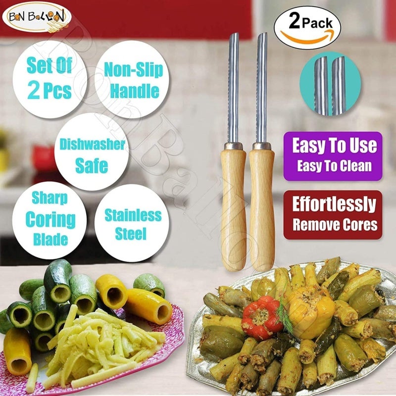 Stainless steel vegetable corer two-piece melon and fruit seed digging tool Silver - Image 2