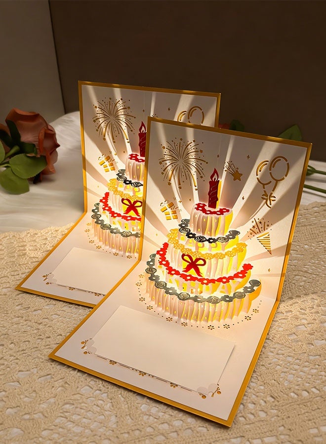 كيلا بطاقتان ثلاثيتا الأبعاد لعيد الميلاد، بطاقة كعكة عيد ميلاد بإضاءة LED دافئة وموسيقى، بطاقات تهنئة موسيقية هدية للنساء الأم الزوجة الأخت الفتاة - Image 1