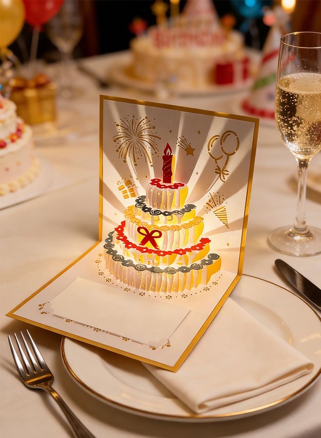 كيلا بطاقتان ثلاثيتا الأبعاد لعيد الميلاد، بطاقة كعكة عيد ميلاد بإضاءة LED دافئة وموسيقى، بطاقات تهنئة موسيقية هدية للنساء الأم الزوجة الأخت الفتاة - Image 3