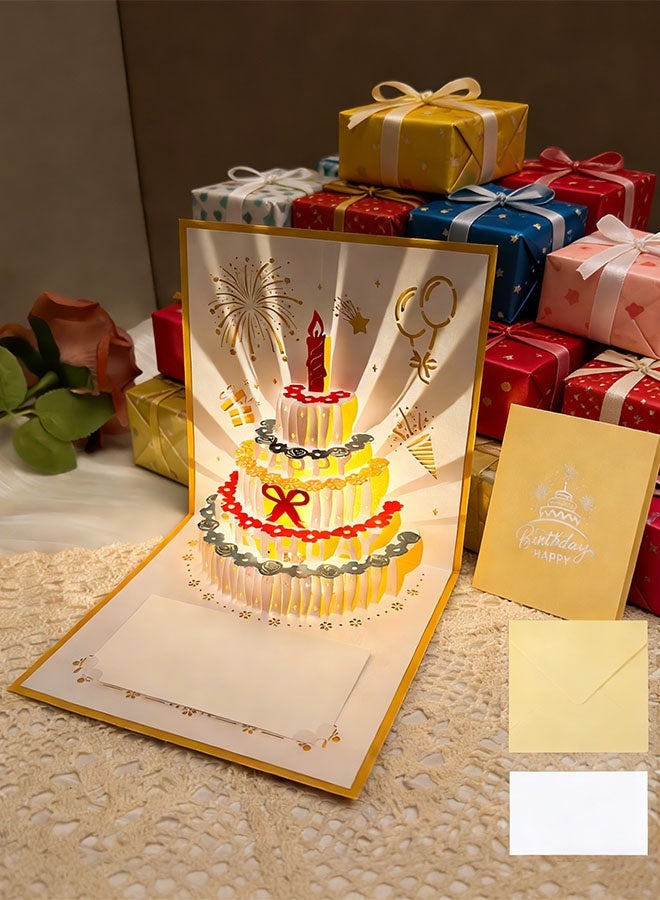 كيلا بطاقتان ثلاثيتا الأبعاد لعيد الميلاد، بطاقة كعكة عيد ميلاد بإضاءة LED دافئة وموسيقى، بطاقات تهنئة موسيقية هدية للنساء الأم الزوجة الأخت الفتاة - Image 5